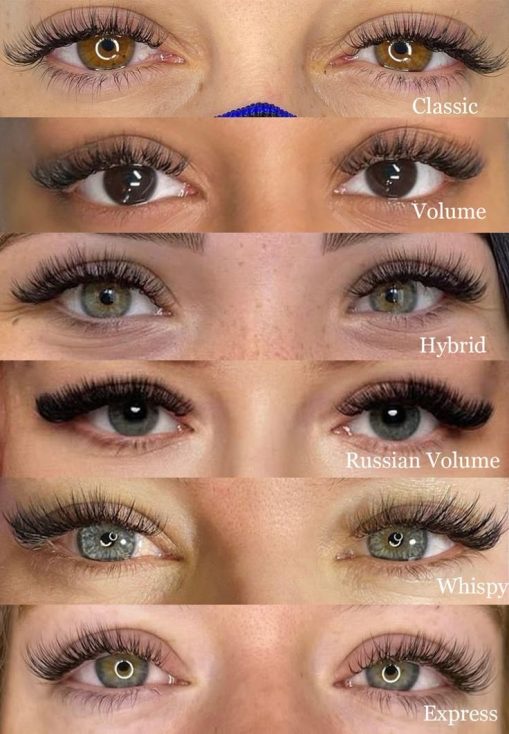 Lash cluster styles - Classic, Volume, Hybrid, Russian Volume, Whispy, Express